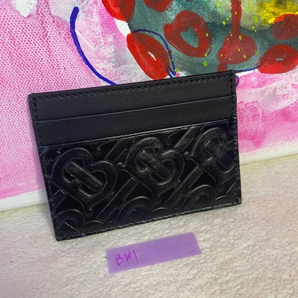 Burberry Black Embossed Card Holder - Picture 1 of 5